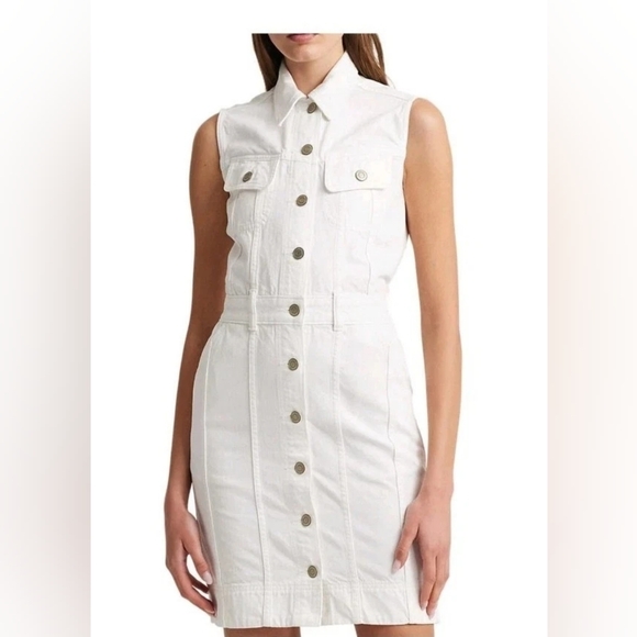 NWT Lauren Ralph Lauren White Wash Denim Mini Dress Sleeveless Women’s - Picture 3 of 5